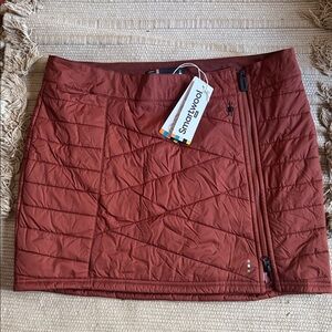 Smartwool skirt side zip Merino loft pecan brown wool Womens Large 10 12 NEW